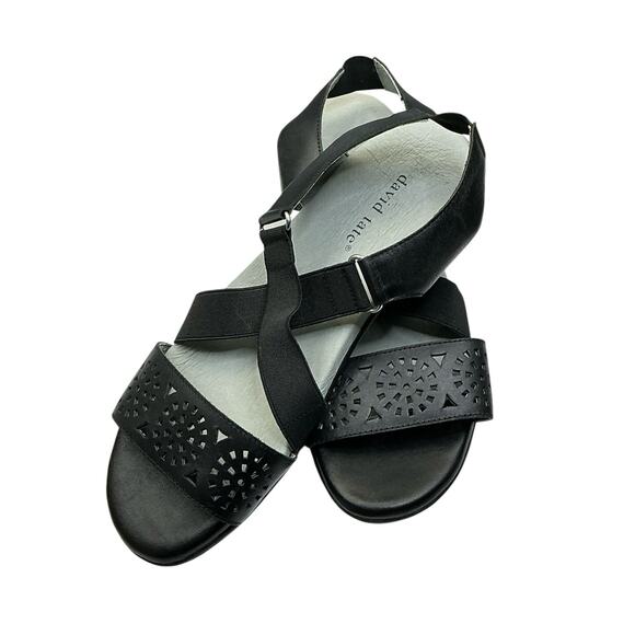 David Tate Adjustable Leather Straps Sandals Slingbacks Black Size 9.5N - Picture 1 of 8